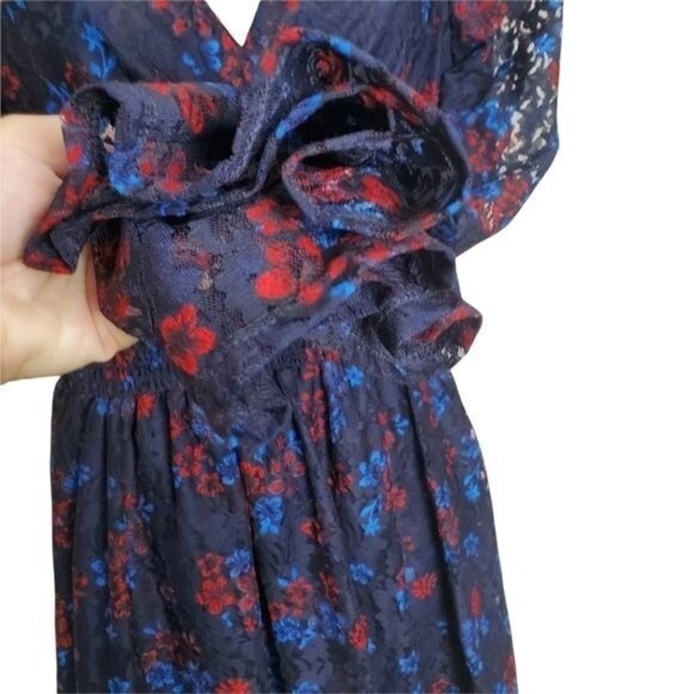 Disney Princess Women Romantic Cottage Fairy Mulan Dress S Navy Floral Lace - Picture 9 of 12